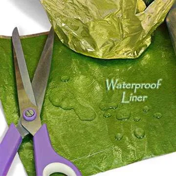 Paper Mart Black Floral Foil, 20 Inches by 10 Yards, Poly Lined, Embossed Flower Wrapping Paper for Bouquets, Plants, and Decor