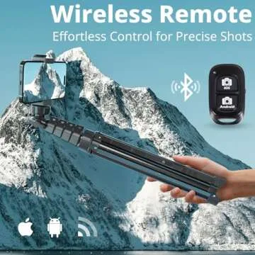 UBeesize 72" Phone Tripod & Selfie Stick, Camera Tripod Stand with Wireless Remote and Phone Holder,Compatible with iPhone Android Phone, Perfect for Selfies/Video Recording/Live Streaming Black