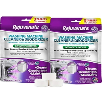 Rejuvenate Washing Machine Tablets Cleaner & Deodorizer Cleans Front Load and Top Load Washers 6 Tab...