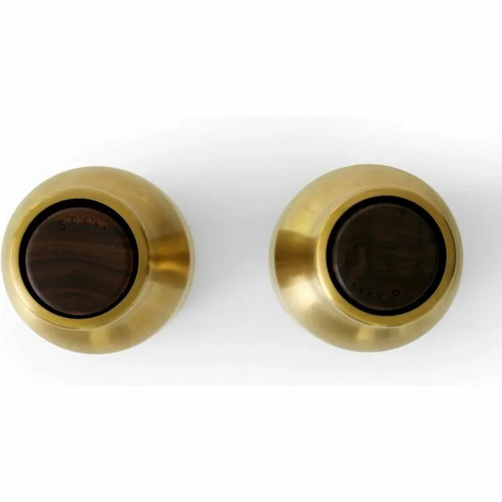 Stylish Salt and Pepper Grinder Set in Brass and Walnut