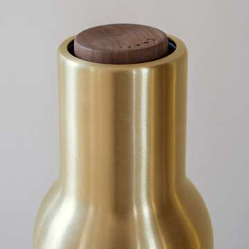 Stylish Salt and Pepper Grinder Set in Brass and Walnut