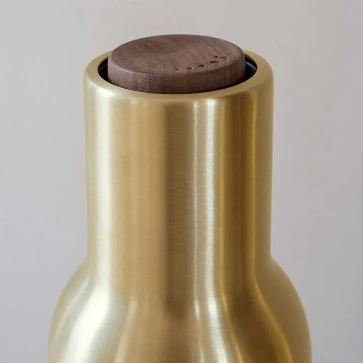 Stylish Salt and Pepper Grinder Set in Brass and Walnut