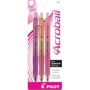Pilot Acroball for a Cure Breast Cancer Awareness Advanced Ink Pens - 3-Pack