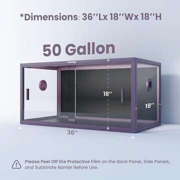 Phailozoo 50 Gallon Reptile Tank with Easy Maintenance