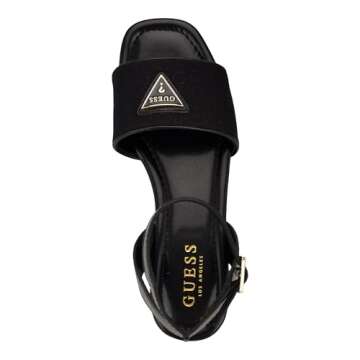Guess Women's HAZENS Flat Sandal, Black Logo 001, 9