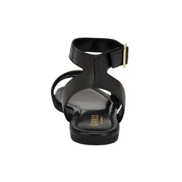 Guess Women's HAZENS Flat Sandal, Black Logo 001, 9