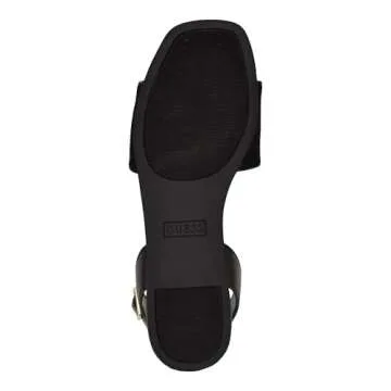 Guess Women's HAZENS Flat Sandal, Black Logo 001, 9