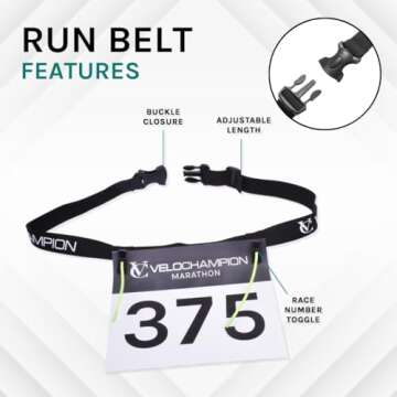 Velochampion Adjustable Running Belt for Races