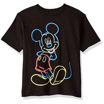 Disney Boy's Mickey Mouse Short Sleeve T-shirt, Mickey black, 5/6