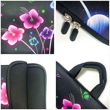 11 11.6 12 12.1 12.5 inch Laptop Carrying Bag Chromebook Case Notebook Ultrabook Bag Tablet Cover Neoprene Sleeve for Apple MacBook Air Samsung Google Acer HP DELL Lenovo Asus (Colorful Flowers)