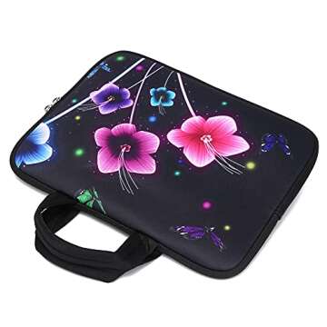 11 11.6 12 12.1 12.5 inch Laptop Carrying Bag Chromebook Case Notebook Ultrabook Bag Tablet Cover Neoprene Sleeve for Apple MacBook Air Samsung Google Acer HP DELL Lenovo Asus (Colorful Flowers)