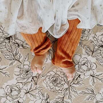 VERSOA Boho Crib Sheets. Soft 100% Jersey Cotton. Standard Size Fitted Crib Sheet. Floral Ivory Rose.