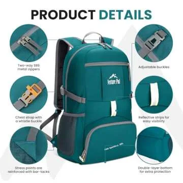 Venture Pal 35L Ultralight Lightweight Packable Foldable Travel Camping Hiking Outdoor Sports Backpack Daypack