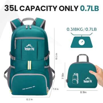 Venture Pal 35L Ultralight Lightweight Packable Foldable Travel Camping Hiking Outdoor Sports Backpack Daypack
