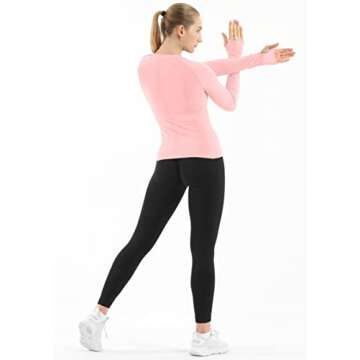 MathCat Seamless Workout Shirts for Women Long Sleeve Yoga Tops Sports Running Shirt Breathable Athletic Top Slim Fit