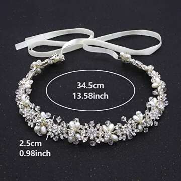 Oriamour Bridal Headpiece Flower Design Wedding Headband Bridal Hair Accessories (Silver)
