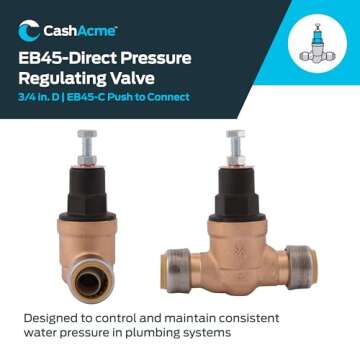 SharkBite 3/4 Inch EB45 Direct Pressure Regulating Valve, Push to Connect Brass Plumbing Fittings