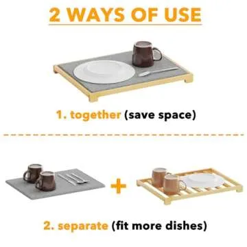 SpaceAid Stone Drying Mat for Kitchen Counter, Bamboo Rack Dish Pad, Instant Dry Diatomaceous Earth Mat Dishes, Stone Dish Fast Drying Mat Board (15.8 x 11.8 inch, Gray)