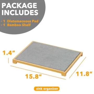 SpaceAid Stone Drying Mat for Kitchen Counter, Bamboo Rack Dish Pad, Instant Dry Diatomaceous Earth Mat Dishes, Stone Dish Fast Drying Mat Board (15.8 x 11.8 inch, Gray)