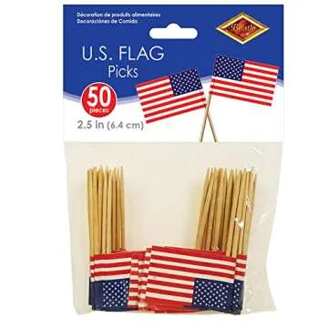 Beistle U.S. Flag Picks 50 Pcs for 4th of July