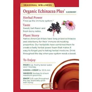 Organic Immune Boosting Echinacea Elderberry Tea - 16 Bags