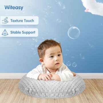 Witeasy Nursing Pillow, Bottle and Breastfeeding Pillows, Nursing Essentials Baby Feeding Pillow with Removable Cotton Blend Cover, Machine Washable Baby Donut Pillow (Minky Dot-Grey)