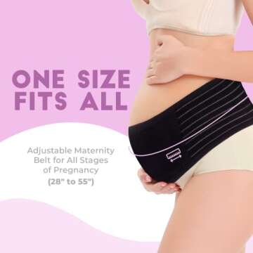 Mommy o' Clock Maternity Belt Pregnancy Support, 4 In 1 Breathable Pregnancy Belly Support Band, Adjustable Belly Brace for Waist Back Abdomen Pre and Postpartum Band