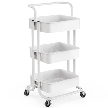 Pipishell 3 Tier Mesh Utility Cart: Stylish Rolling Organization for Every Room