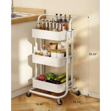 Pipishell 3 Tier Utility Cart for Stylish Organization