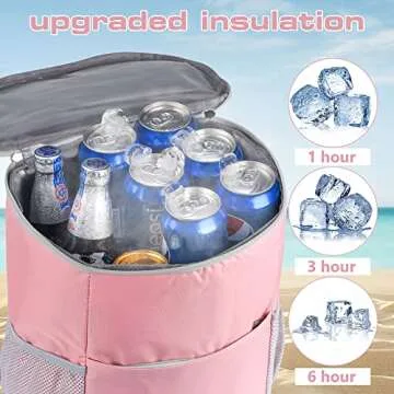 Insulated Outdoor - Leak Proof Backpack Cooler 30 Cans, Waterproof Lightweight Cooler Bag for 12h Hot/Cold Retention - Portable Soft Cooler for Travel, Camping, Beach, Lunch-Pink