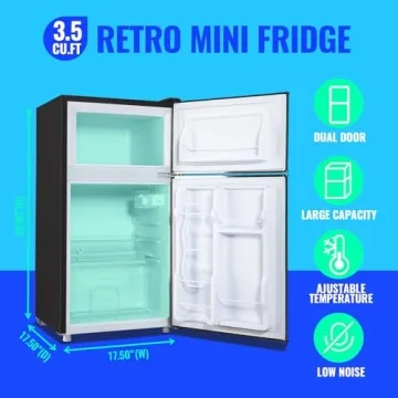 Stylish TACOOL Mini Refrigerator with Freezer and Adjustable Shelves
