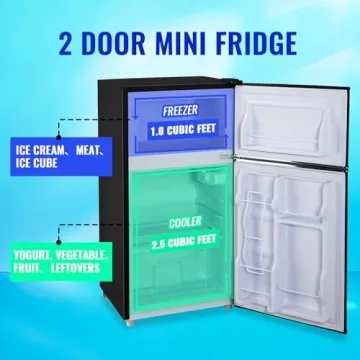 Compact TACOOL Mini Refrigerator with Freezer and Shelves