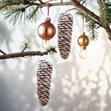 JOHOUSE 18PCS Snow Pinecone Ornaments, Large Spruce Pinecones Hanging Pinecones for Decorating Natural Pine Cones for Christmas Tree Hanging Decoration, Winter Vase Filler