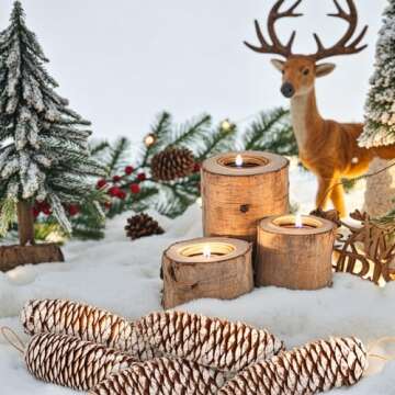 JOHOUSE 18PCS Snow Pinecone Ornaments, Large Spruce Pinecones Hanging Pinecones for Decorating Natural Pine Cones for Christmas Tree Hanging Decoration, Winter Vase Filler