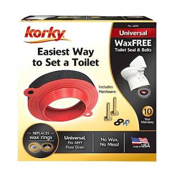 Korky 6000BP Universal Toilet WaxFree Seal - Mess-Free Installation Made Easy - Proudly Made in USA