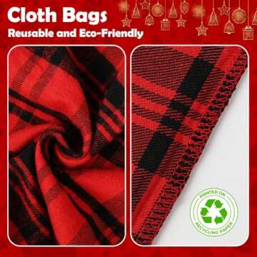 JOINDO 6 pcs Reusable Gift Bags, Large Cloth Gift Bags with Drawstrings, Christmas Gift Bags with Name Tags, Holiday Gift Bags for Presents (Red, Green)