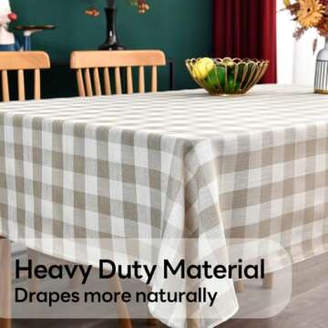 Yofori Gingham Tablecloth Heavy Duty Cotton Table Cover