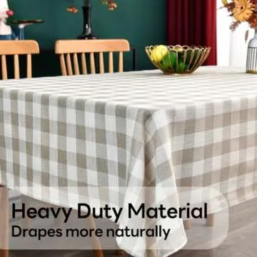 Yofori Gingham Tablecloth Heavy Duty Cotton Table Cover