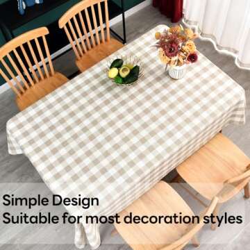 Yofori Gingham Tablecloth Heavy Duty Cotton Table Cover