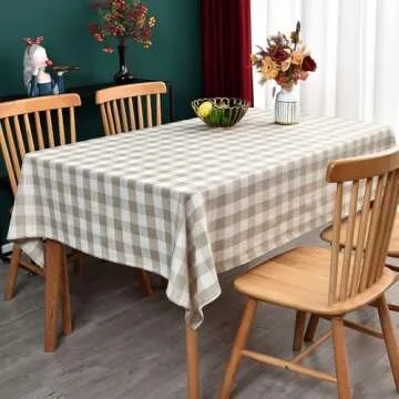 Yofori Gingham Tablecloth Heavy Duty Cotton Table Cover