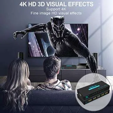 HDMI Switch SGEYR 5x1 HDMI Switcher 5 in 1 Out HDMI Switch Selector 5 Port Box with IR Remote Control HDMI 1.4 HDCP 1.4 Support 4K@30Hz Ultra HD 3D 2160P 1080P