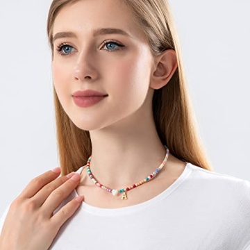 FRG Colorful Initial Beaded Necklace for Girls