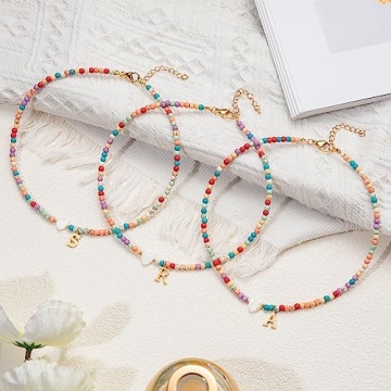 FRG Colorful Initial Beaded Necklace for Girls