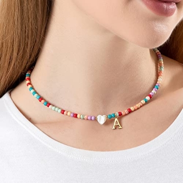 FRG Colorful Initial Beaded Necklace for Girls
