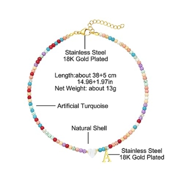 FRG Colorful Initial Beaded Necklace for Girls