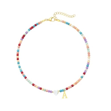 FRG Colorful Initial Beaded Necklace for Girls