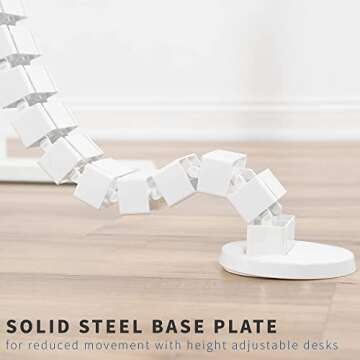 VIVO Under Desk Vertebrae Cable Management Kit, Adjustable Quad Entry Flexible Cord Organizer for Home Office, White, DESK-AC01C-W