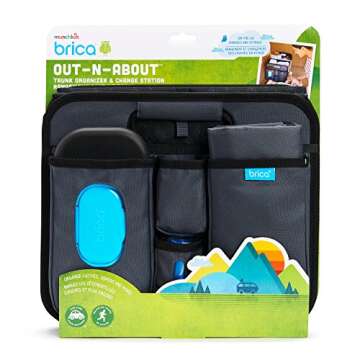 Munchkin Brica Out-n-About Trunk and Car Organizer with Diaper Changing Station, Collapsible, Grey