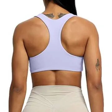 Aoxjox Women's Workout Sports Bras Fitness Backless Padded Define Sculpt Racerback Bra Yoga Crop Tank Top (Purple Heather, X-Small)