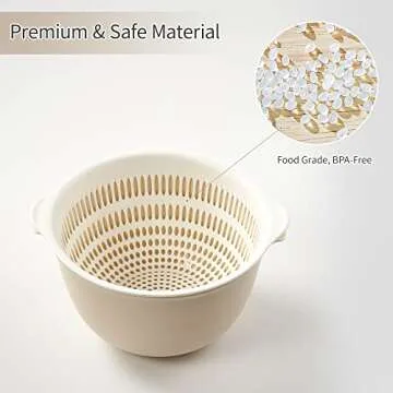 2-in-1 Kitchen Strainer and Colander Bowl Sets,Vegetable Washing Basket,BPA Free Plastic Double Layered Drain Basin and Basket,for Pasta Fruits Vegetable Cleaning Washing Mixing 2 Set